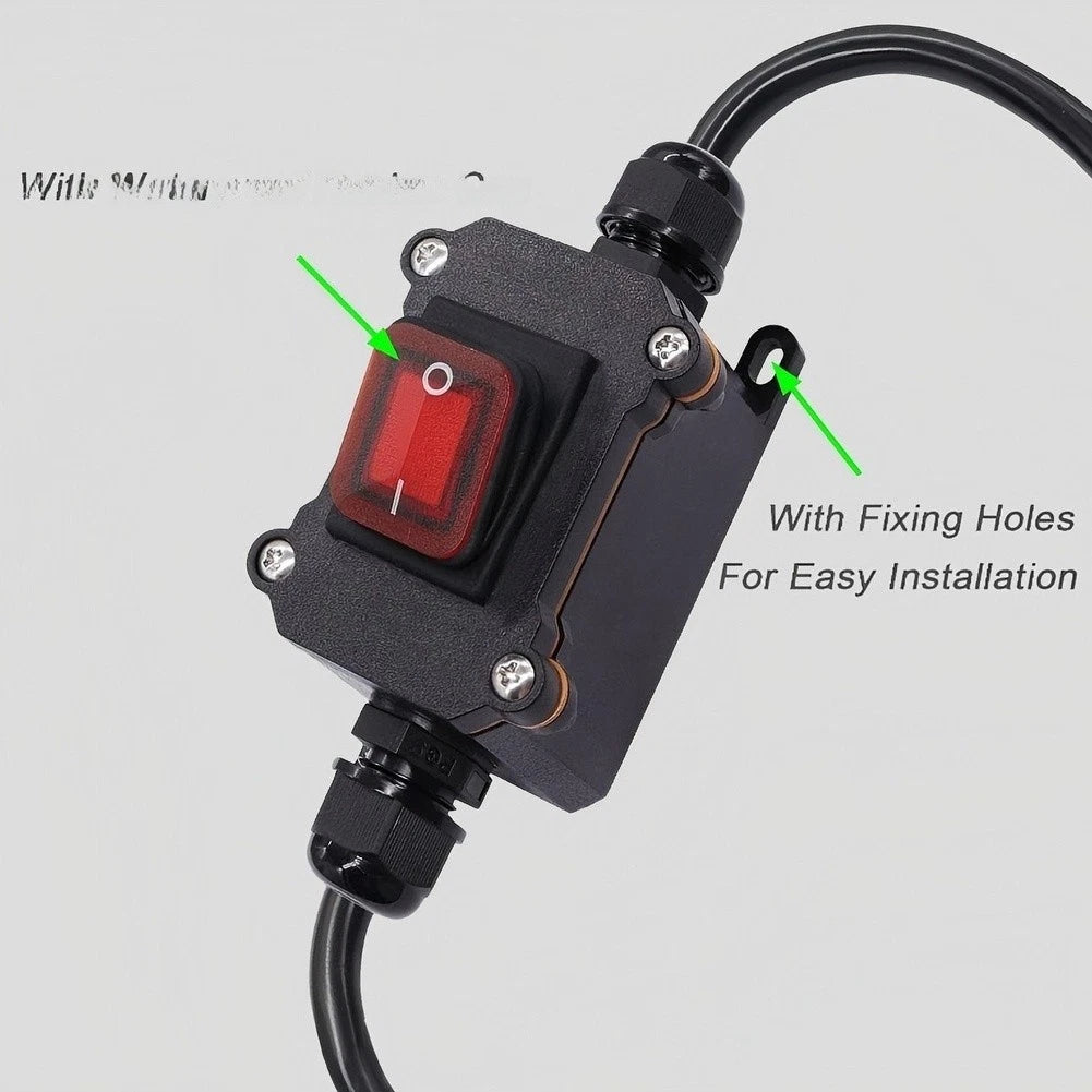 Junction Box with Illuminated Rocker Switch for Heavy Duty Use (IP67)