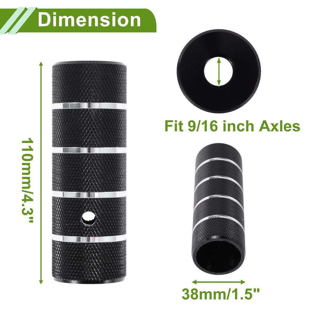 Bike Pegs 110mm Four Stripes Pattern Replacement Pair for Bicycle (Black)