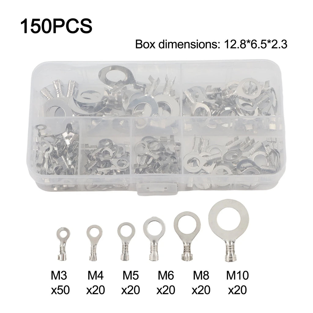 150PCS Copper Ring Lugs Wire Connector Crimp Terminals for Electrical Projects