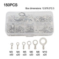 150PCS Copper Ring Lugs Wire Connector Crimp Terminals for Electrical Projects