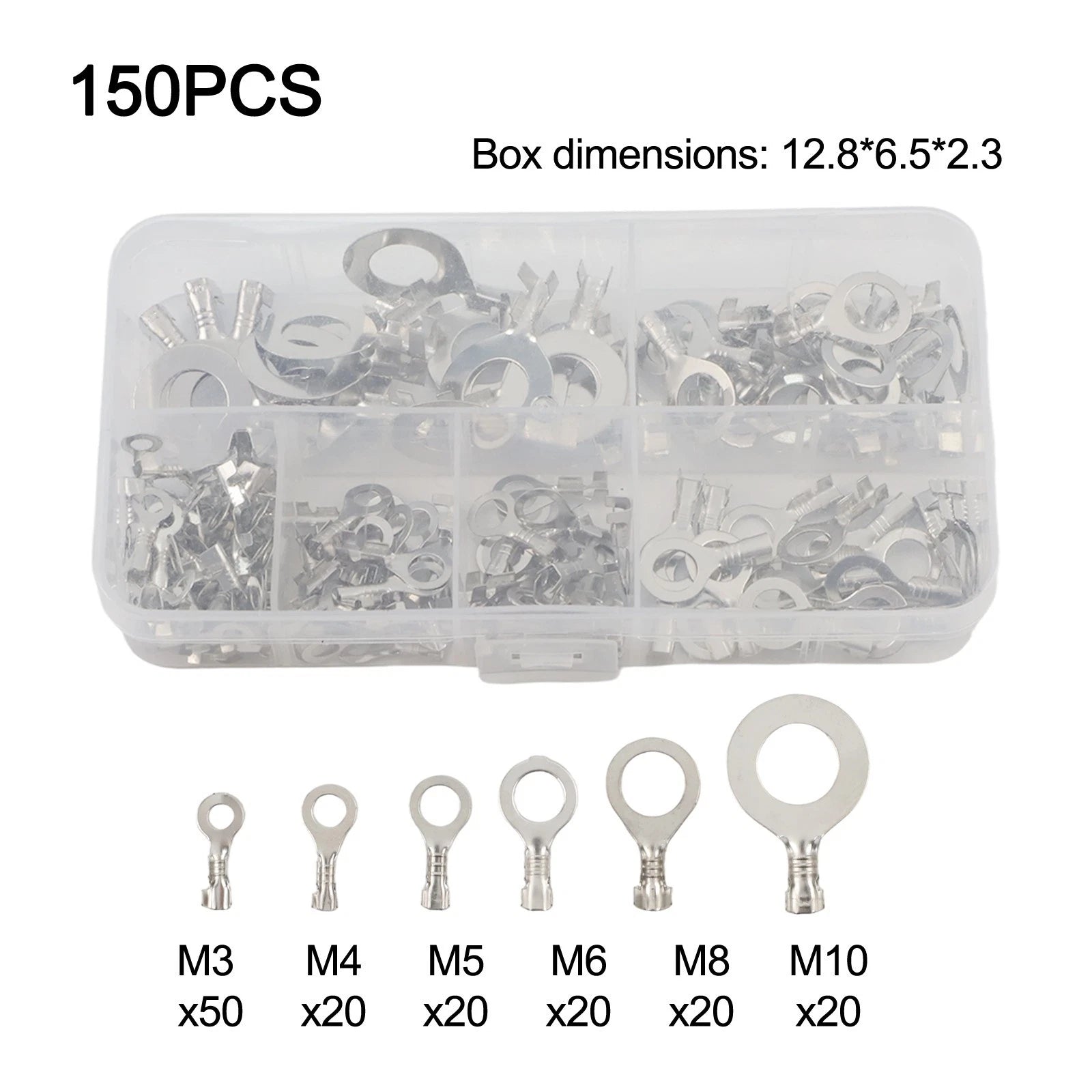 150PCS Copper Ring Lugs Wire Connector Crimp Terminals for Electrical Projects