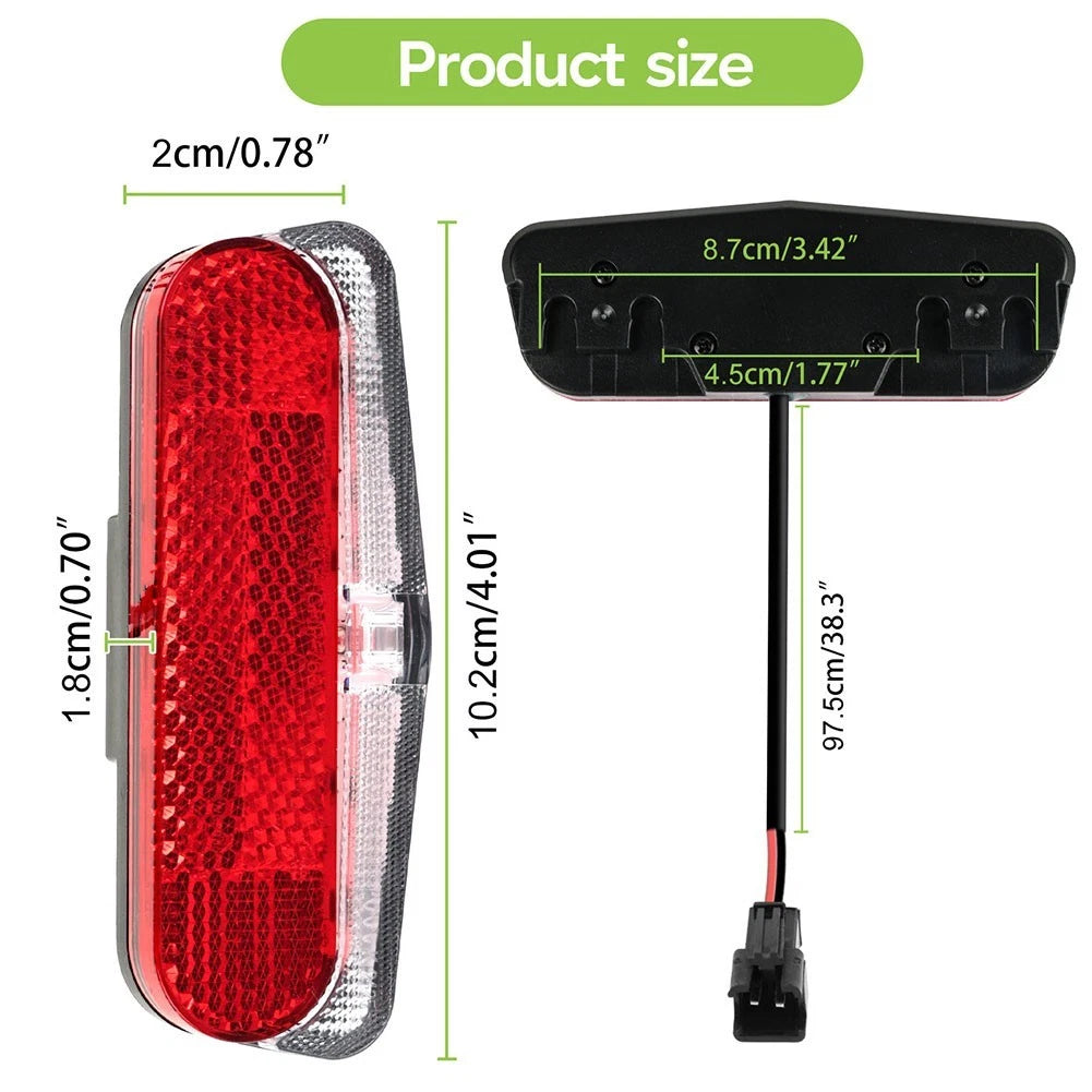 LED Rear Lamp for Ebike (36V) - 2Pin SM Connector, ABS, PC Material