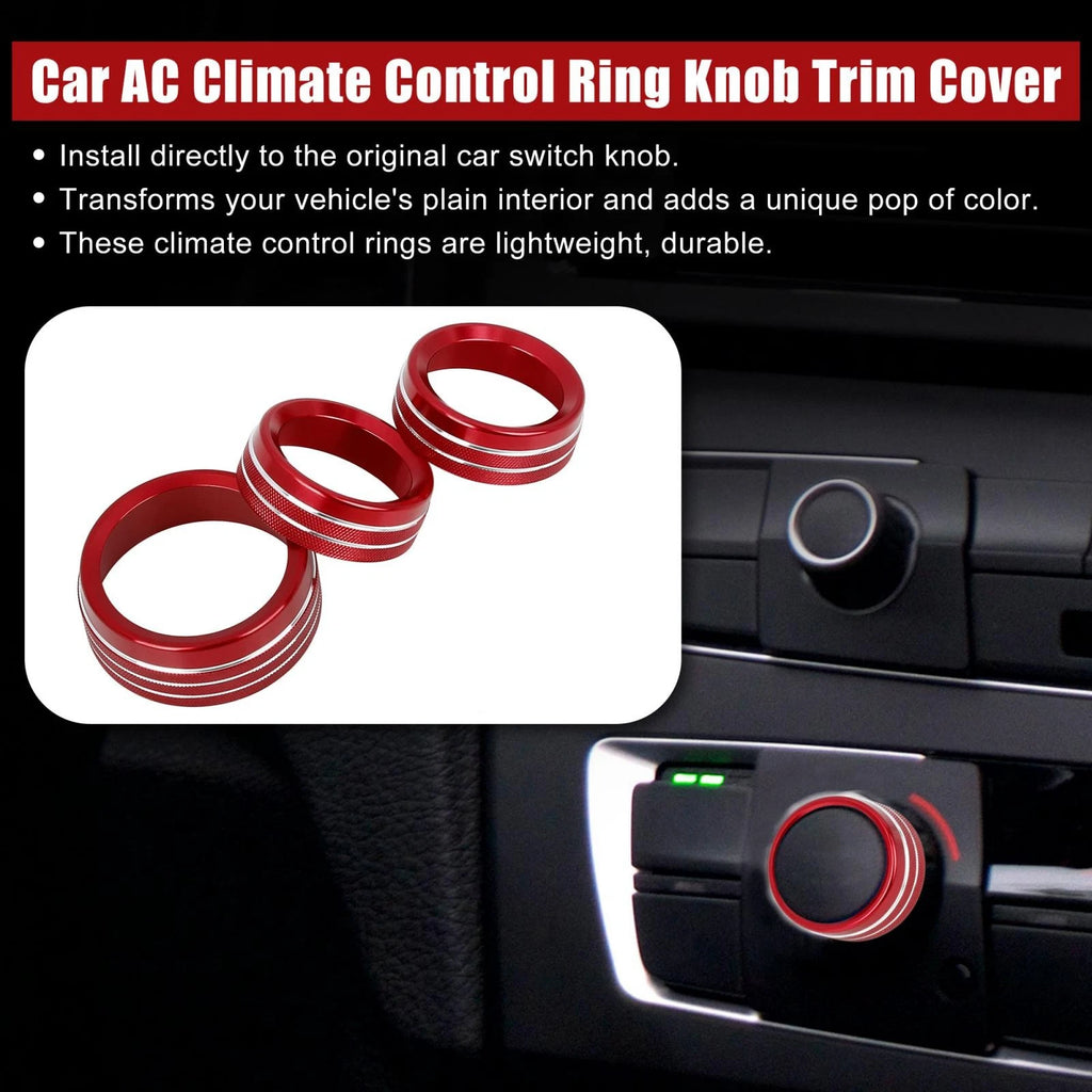 3pcs AC Climate Control Ring Knob Trim Cover for Dodge Challenger Charger (2015–2023)
