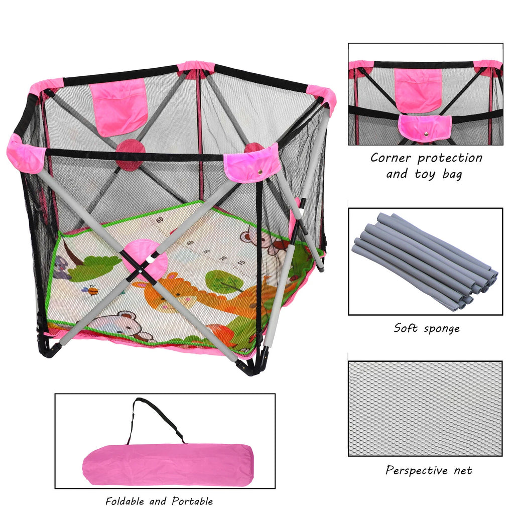 Safety Playpen for Infants Toddlers (Portable, Foldable, Mesh)