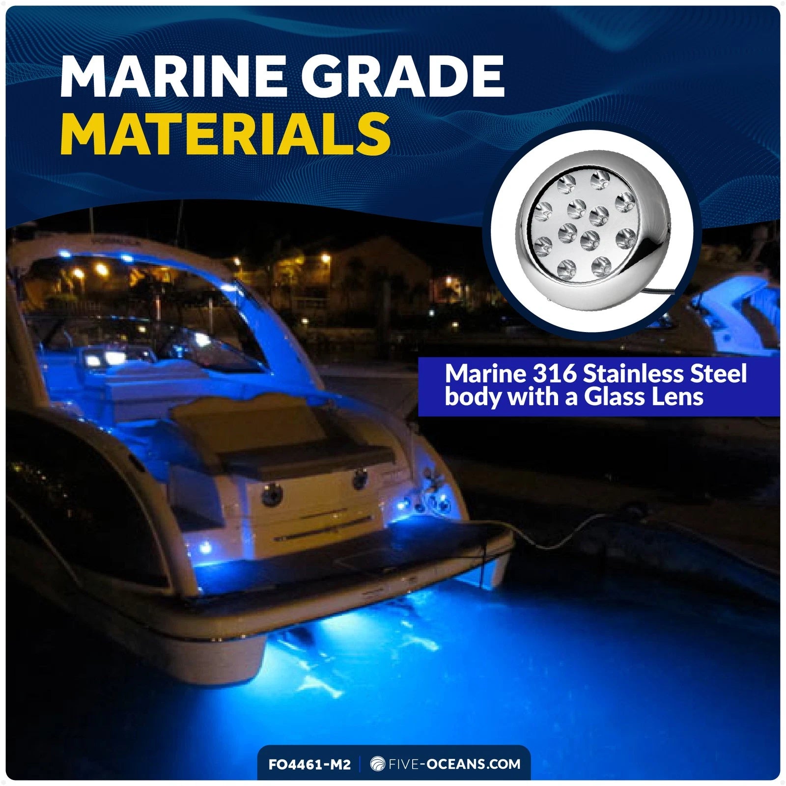 2X LED Underwater Transom Lights for Boat (12V)