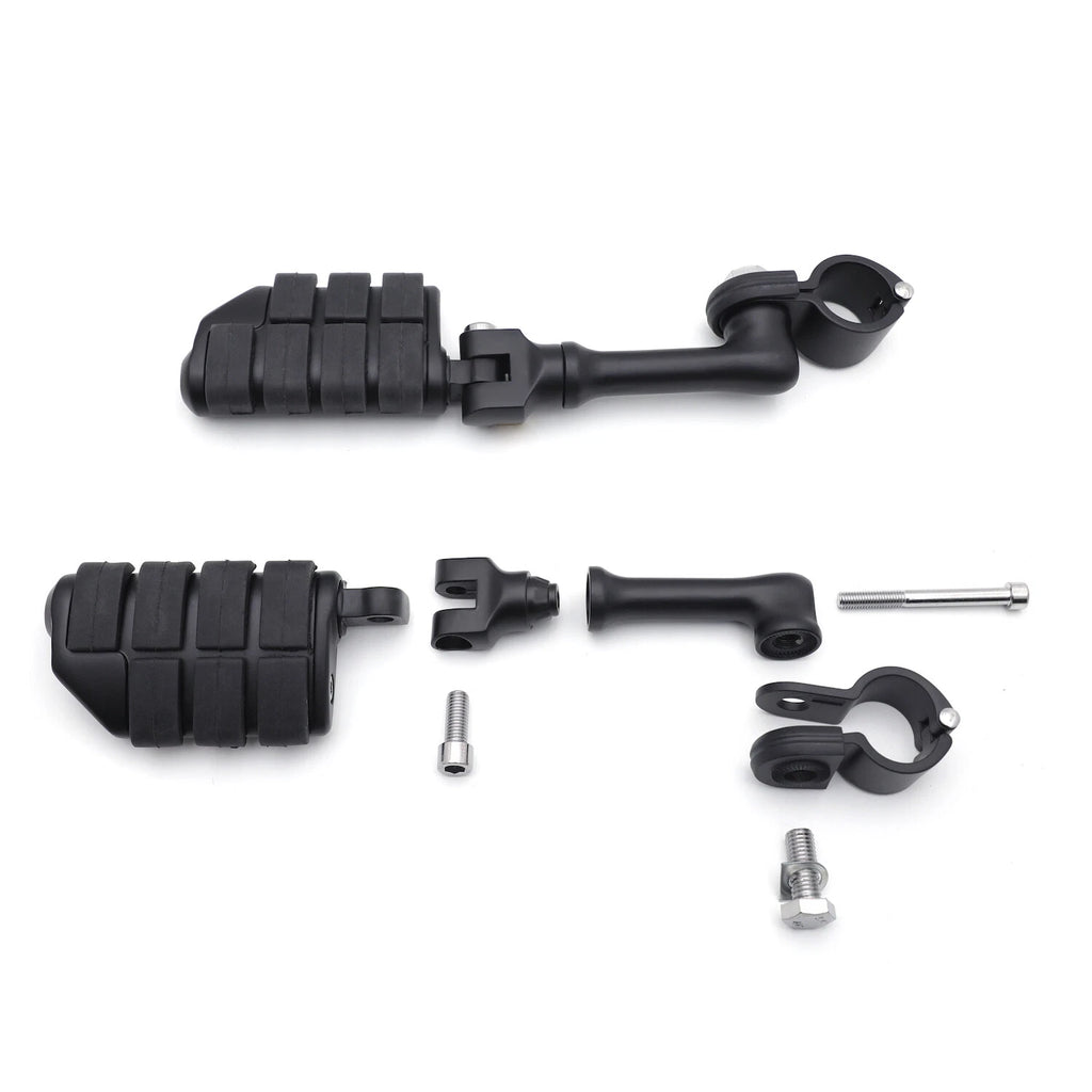 4.5" Black Offset Highway FootPeg Mounts Clamps for Harley (1.25" Engine Guard)