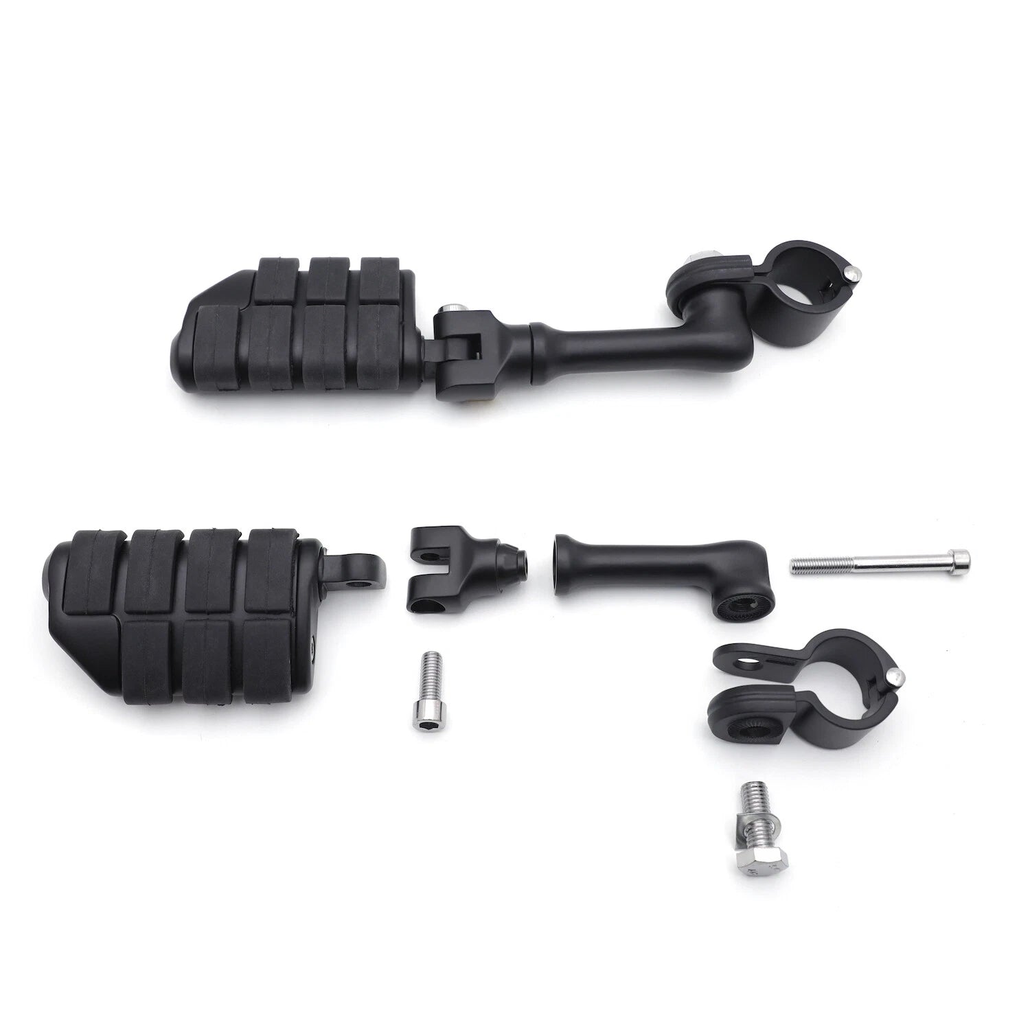 4.5" Black Offset Highway FootPeg Mounts Clamps for Harley (1.25" Engine Guard)