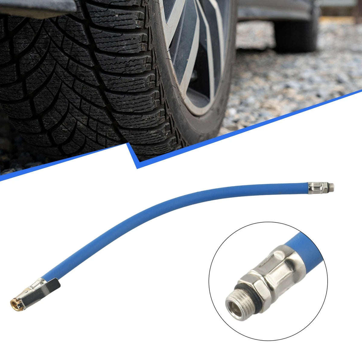 36.5cm Tire Inflator Pressure Gauge Hose for Universal Use