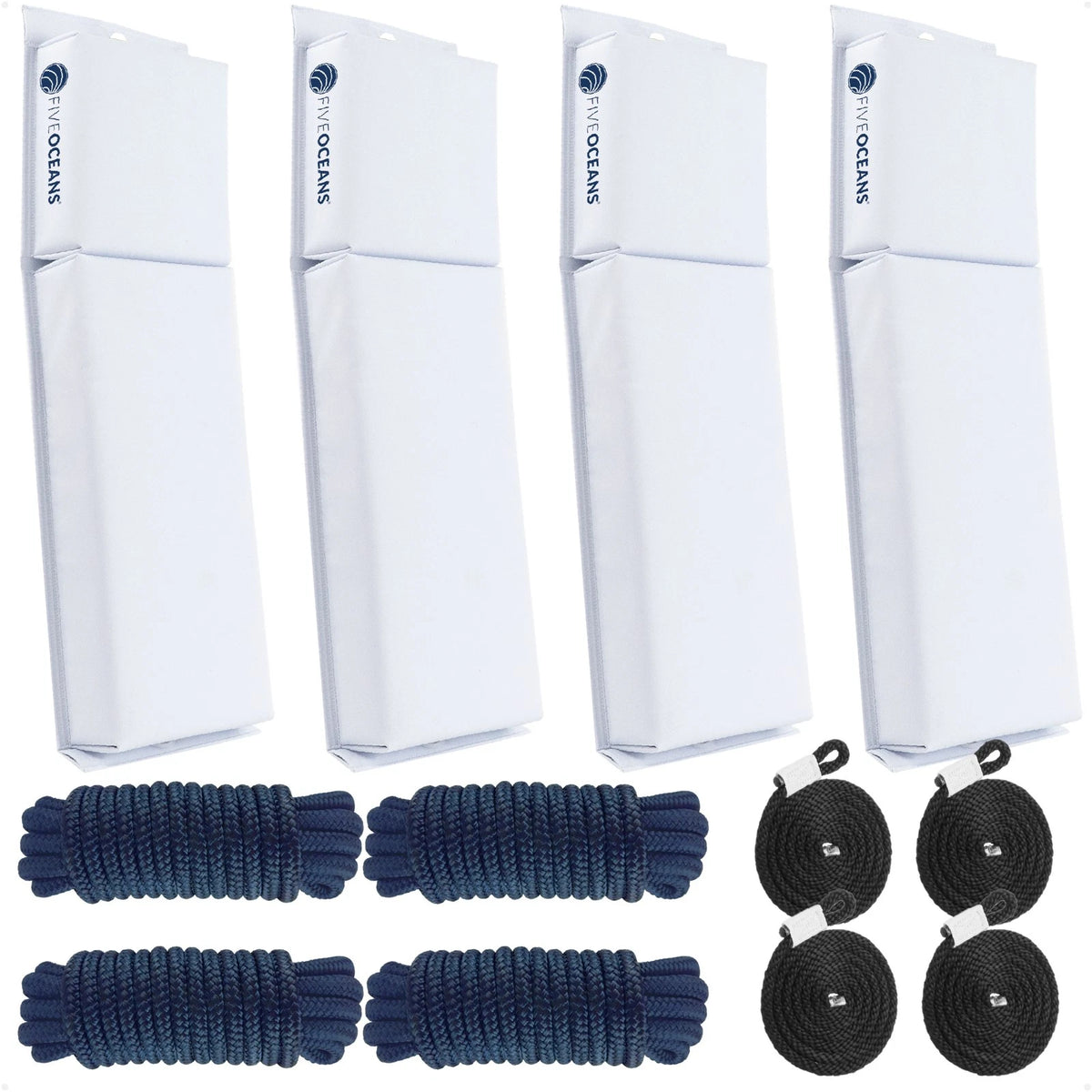 4-Pack White Flat Boat Fender Kit for Various Boats (24" x 6-7/8" x 2-1/2")