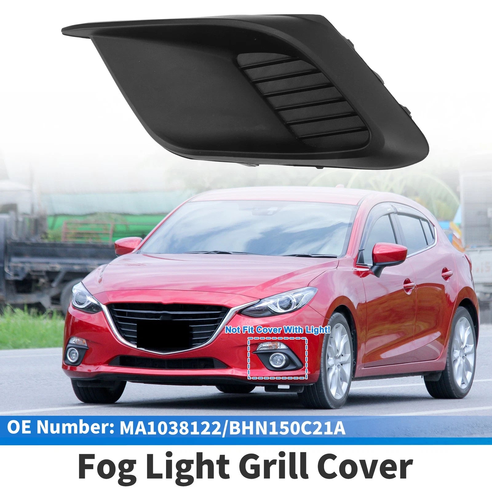 Front Left Fog Light Grill Replacement for Mazda 3 (2014–2016) ABS