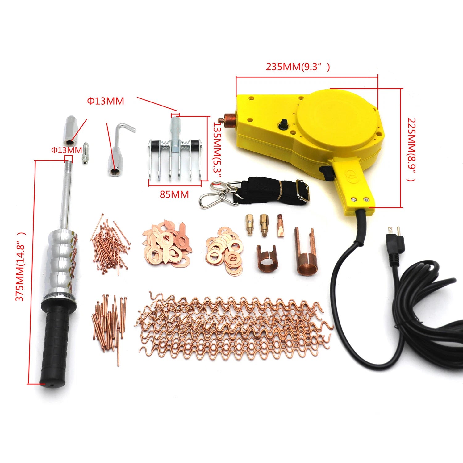 Dent Repair Kit for Universal Use (Electric Stud Welder Gun, 2lb Puller Hammer)
