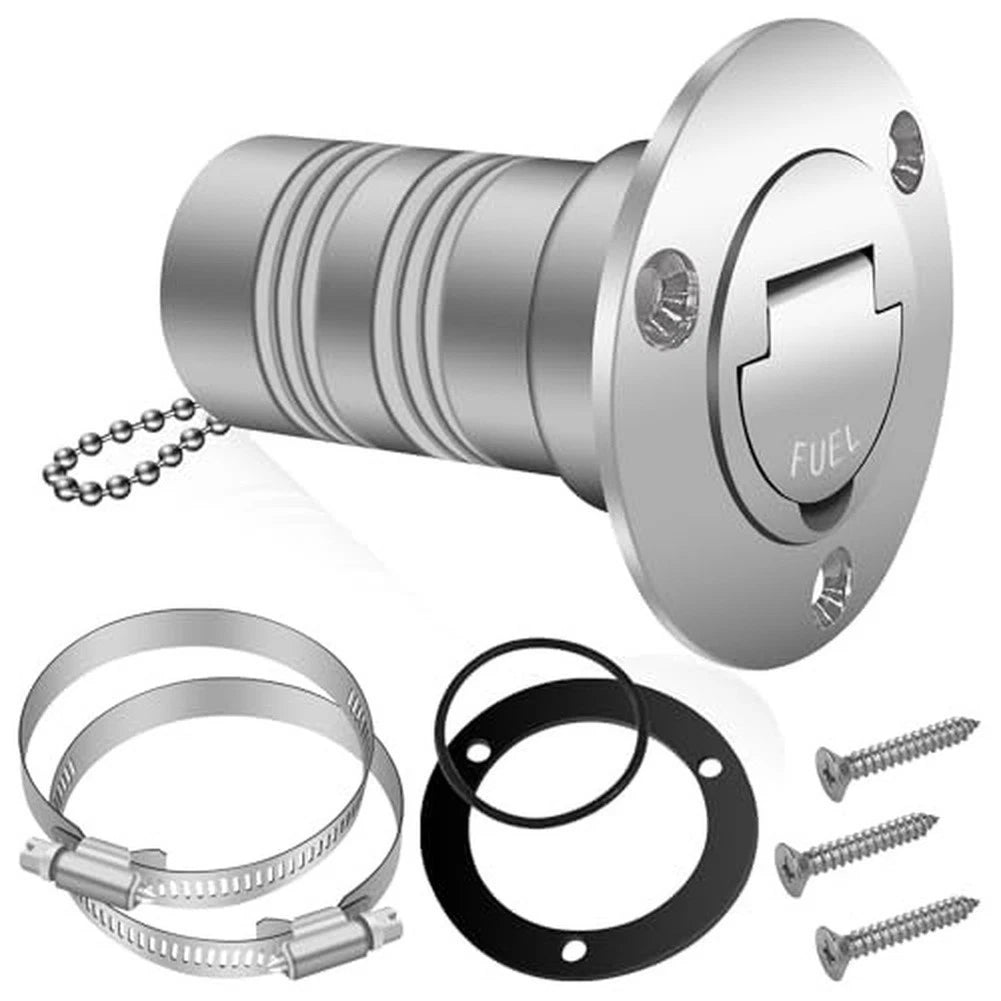 Fuel Deck Fill Cap 38mm Diameter 1.5 Inch Size Polished Finish Secure Locking