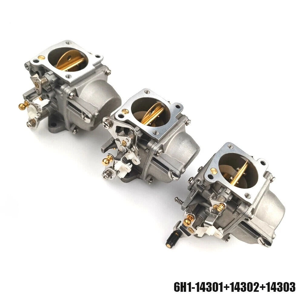 Set of 3 Carburetor Assy for Yamaha 90HP Outboard (6H1-14301/14302/14303)
