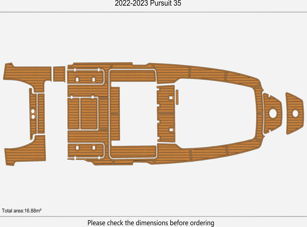 EVA Pads for Pursuit 35 Swim Platform Cockpit Boat (2022–2023) Faux Teak