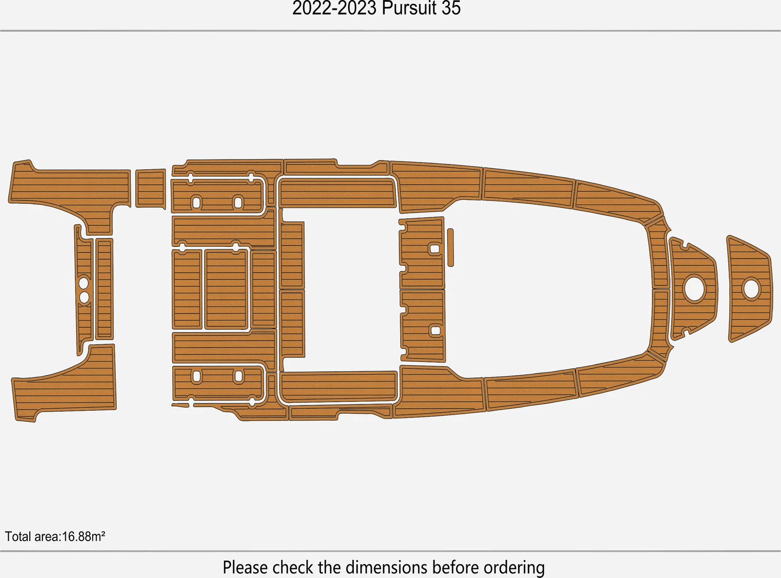 EVA Pads for Pursuit 35 Swim Platform Cockpit Boat (2022–2023) Faux Teak