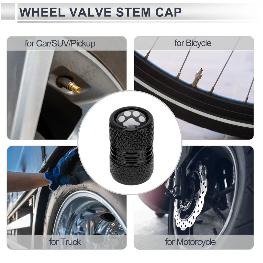 Tire Valve Stem Caps Replacement Black for Motorbike Bicycle 4 Pcs (Set)