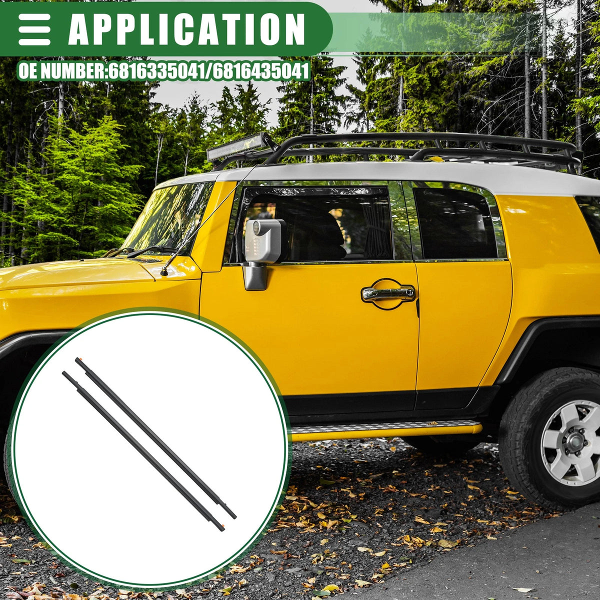 Front Door Window Belt Weatherstrip Pair Left Right for Toyota FJ Cruiser (2007–2014)