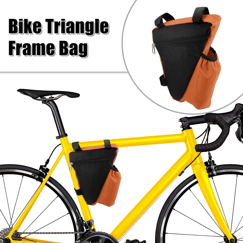 Triangle Frame Bag with Bottle Holder Storage Bag for Mountain Bike Orange