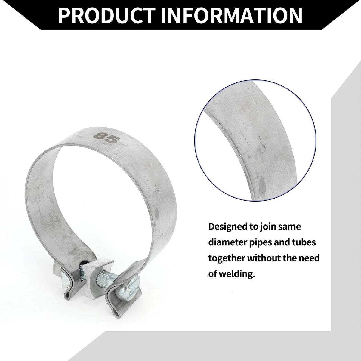 Exhaust Pipe Clamp for Car (3.35" 30mm)