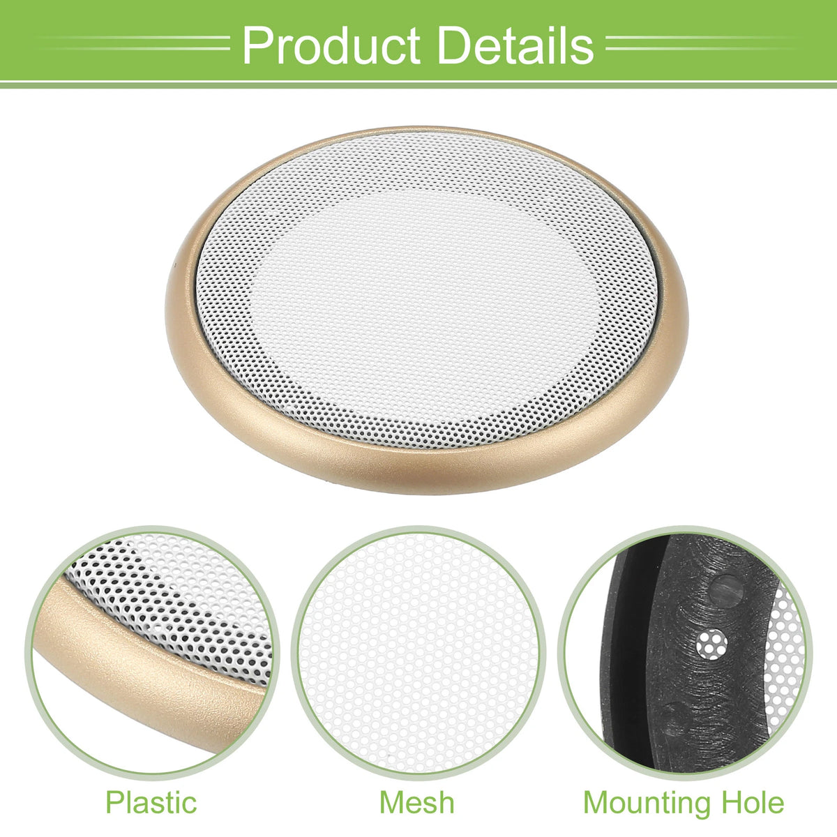 Set of 4" Speaker Grill Covers for Car Subwoofer (Universal) - Gold Tone White