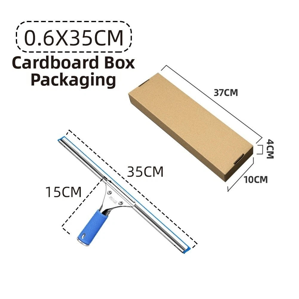 Blue Glass Scraper Squeegee with Stainless Steel Frame and Ergonomic Handle