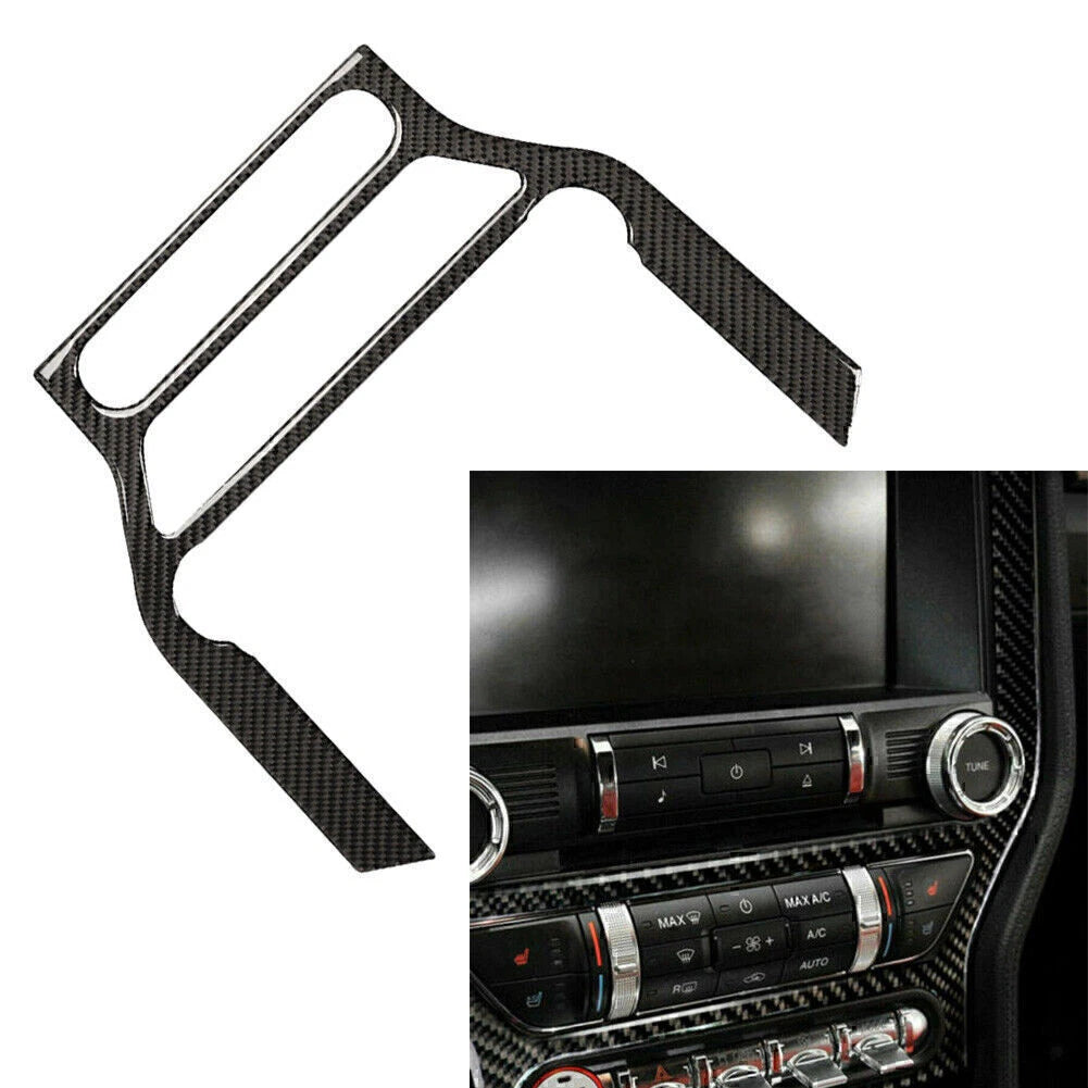 Carbon Fiber Multi-media Console Decor Interior Trim For Ford Mustang 2015- 2019