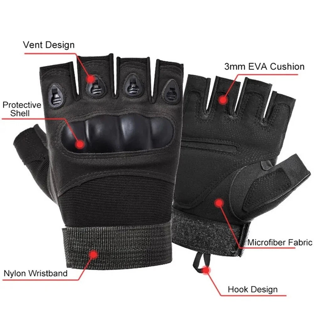 Fingerless Gloves for Camping, Hiking, Motorcycle, Paintball