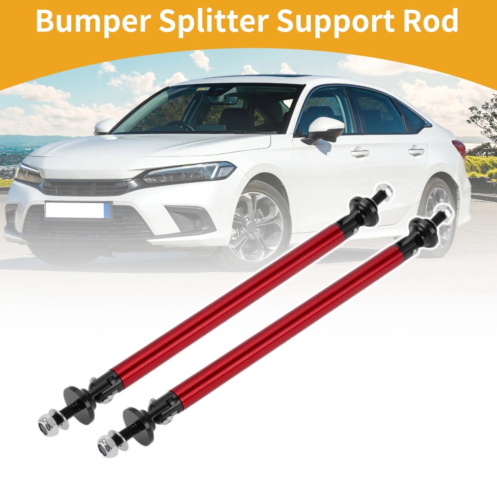 2X Adjustable Front Bumper Lip Splitter Strut Support Bars for