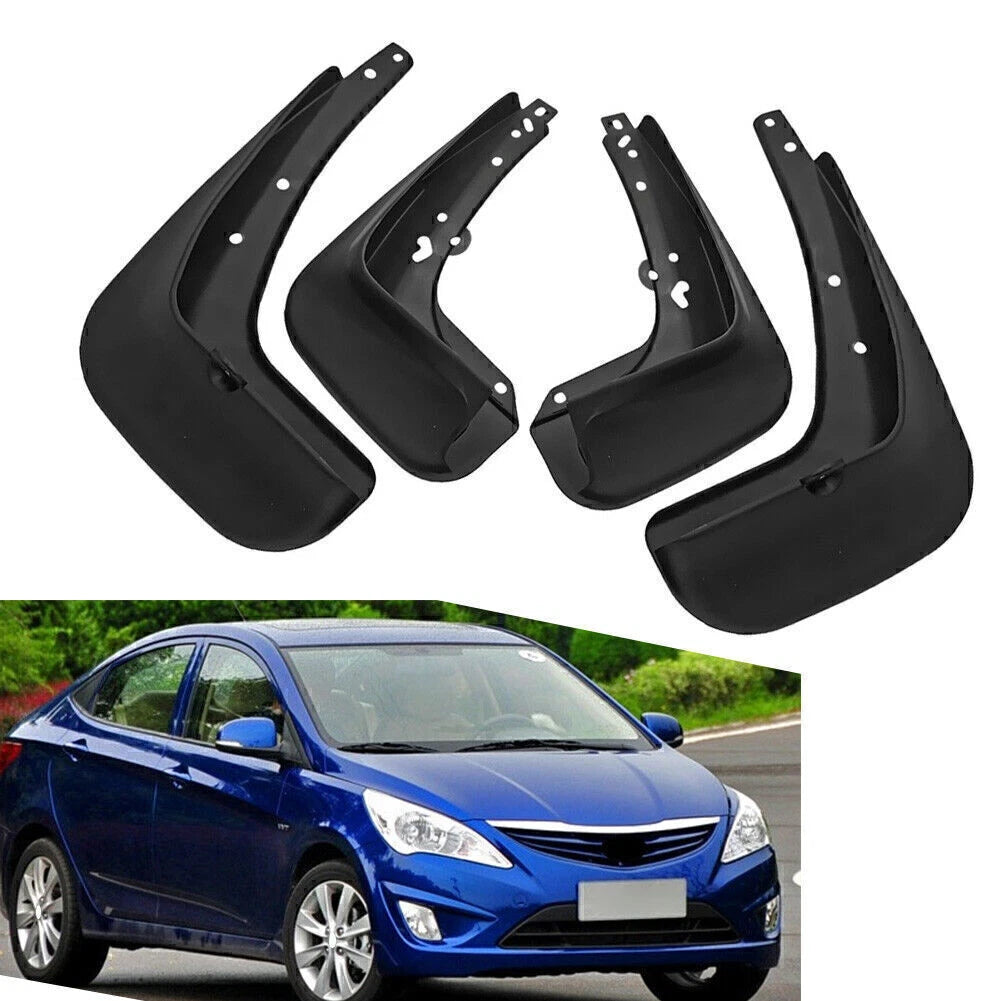 Mud Flaps Splash Guards for Hyundai Accent (2011–2016) - Black