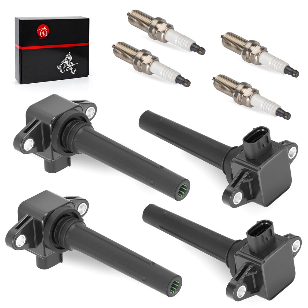 Set of 4 Ignition Coils & Spark Plugs for Yamaha SAT1800 RM1800 SH1800 XBT1800 UX1800