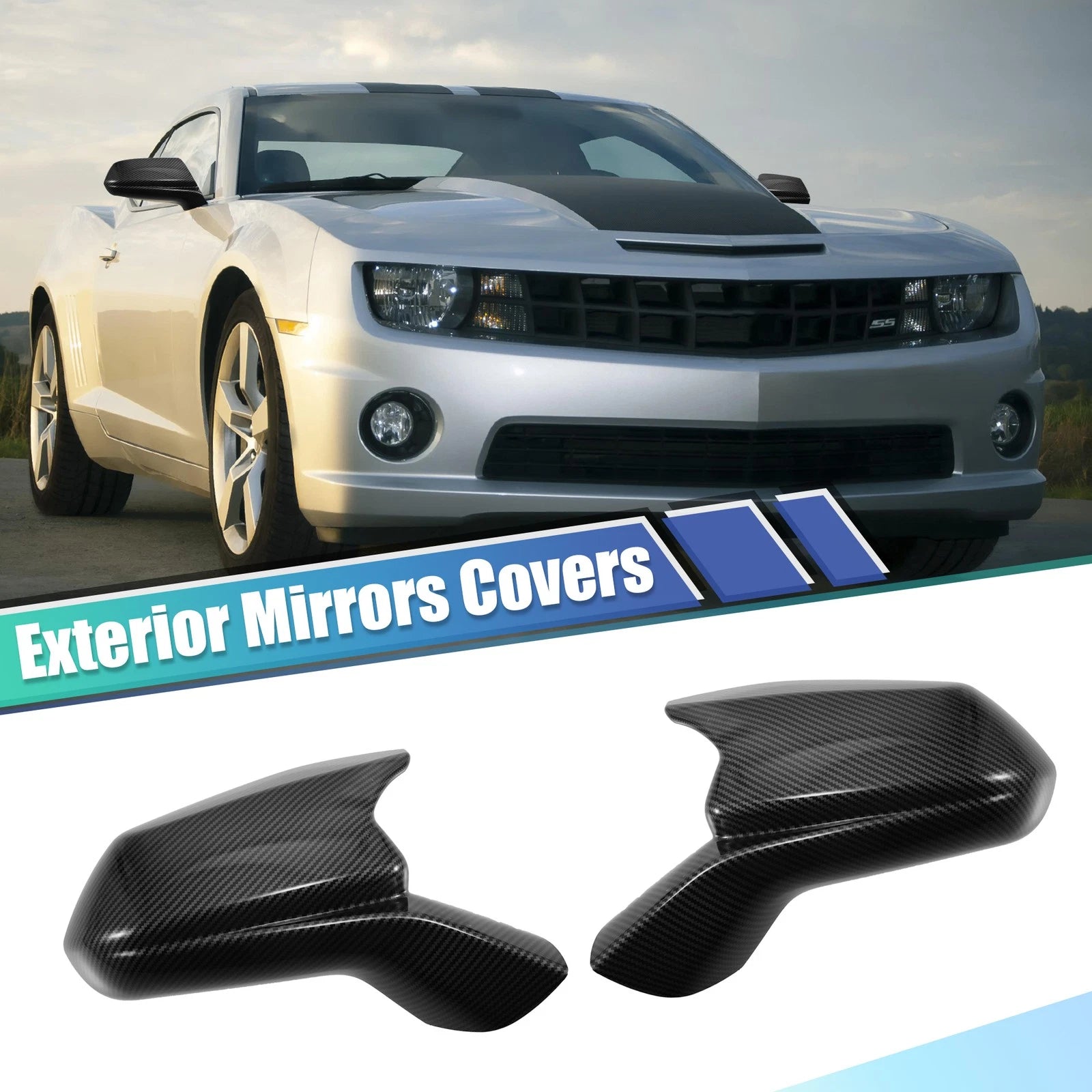 Rearview Side Mirror Cover Carbon Fiber Pattern Replacement for Chevrolet Camaro (2010–2015)