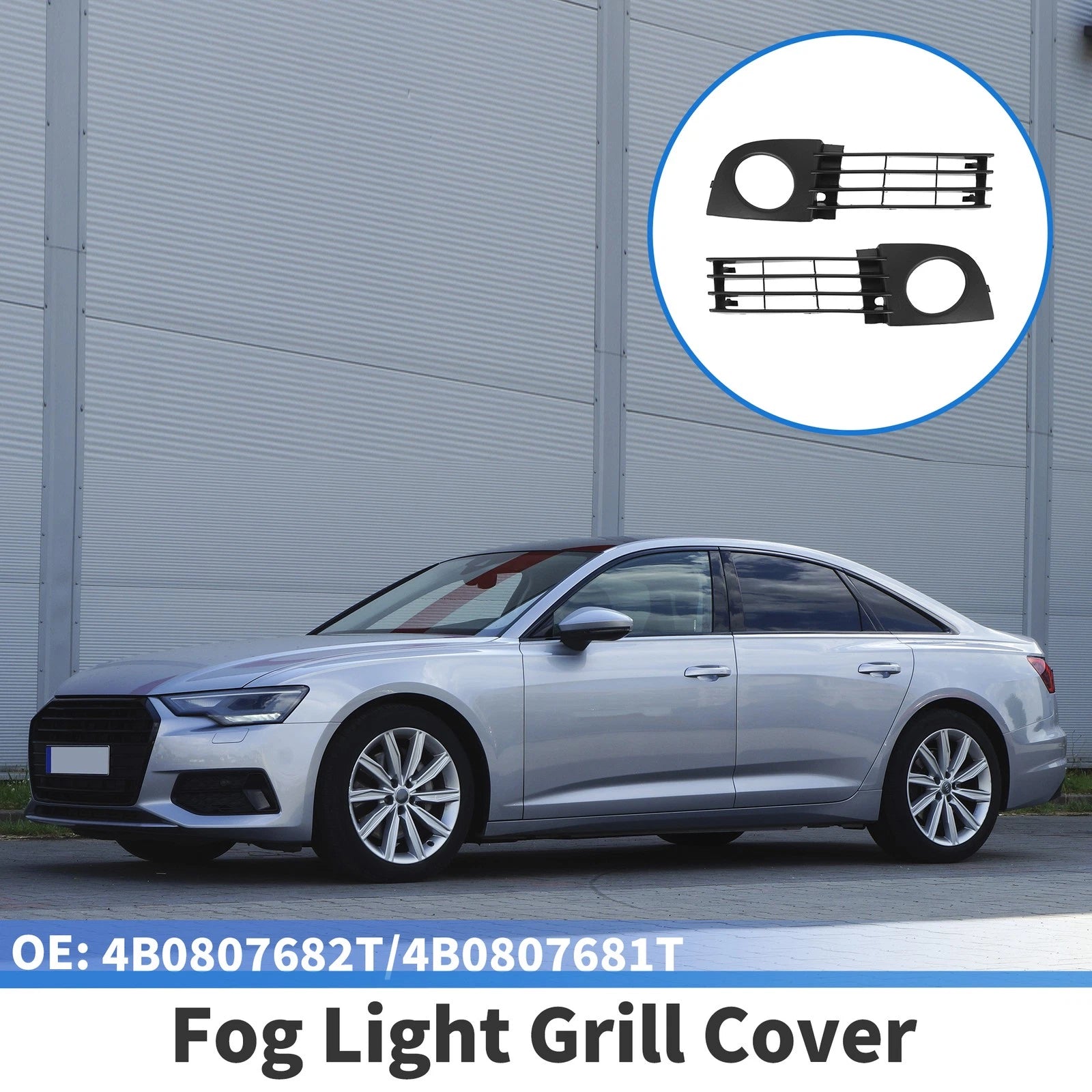 Pair Front Fog Light Grill Replacement for Audi A6 C5 (2002–2005)