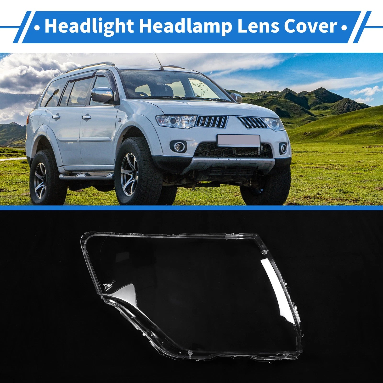Headlight Lens Cover Front Right Replacement for Mitsubishi Pajero (2007–2018)