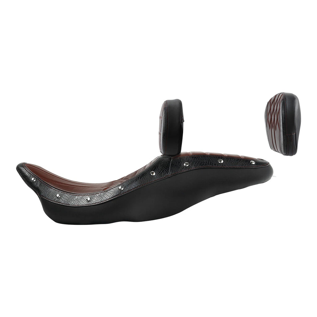 Driver Passenger Seat & Backrest Pad for Harley Touring (2009–2023) Brown Black