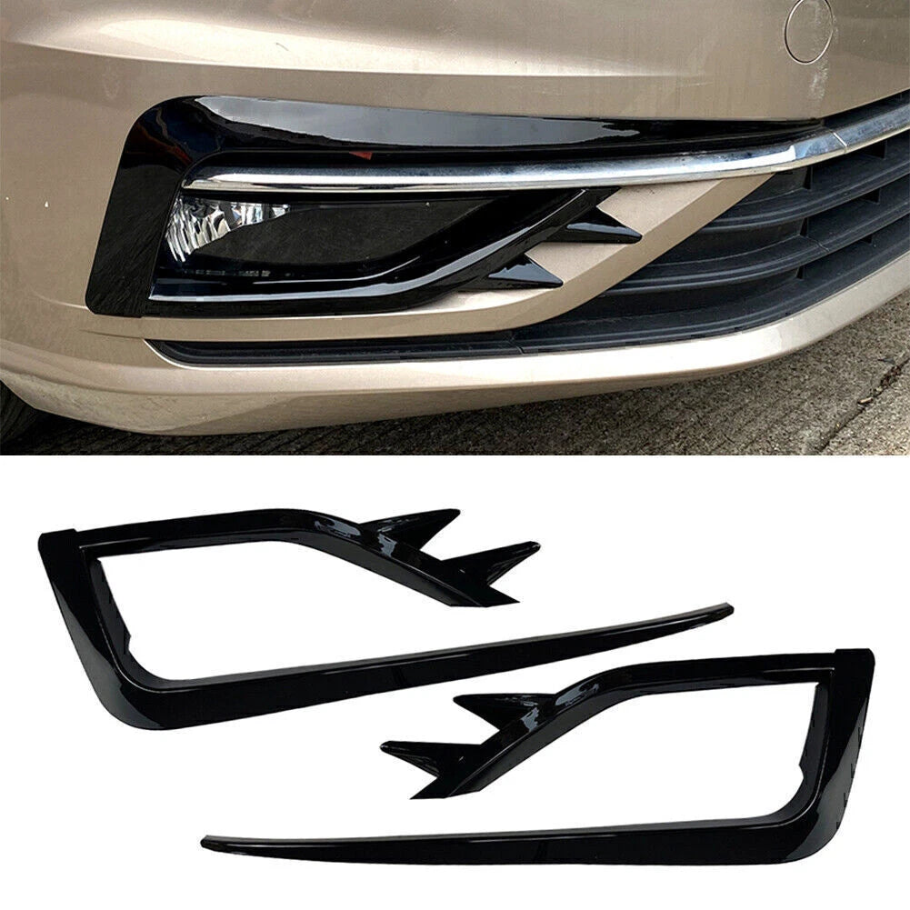 2X ABS Black Fog Light Lamp Cover for VW Golf MK7.5 (2017–2019)