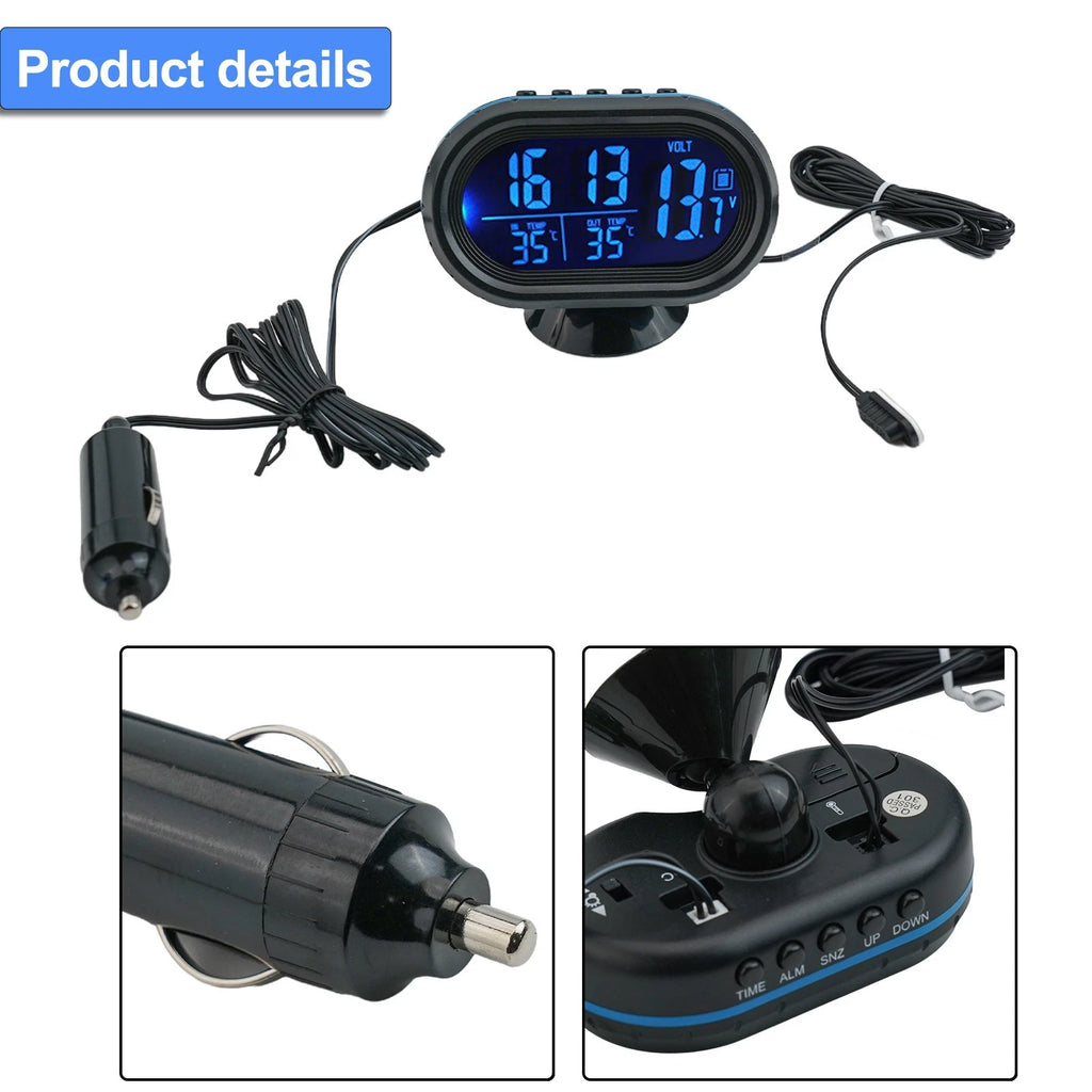 Digital Thermometer and Voltmeter for Vehicle Use