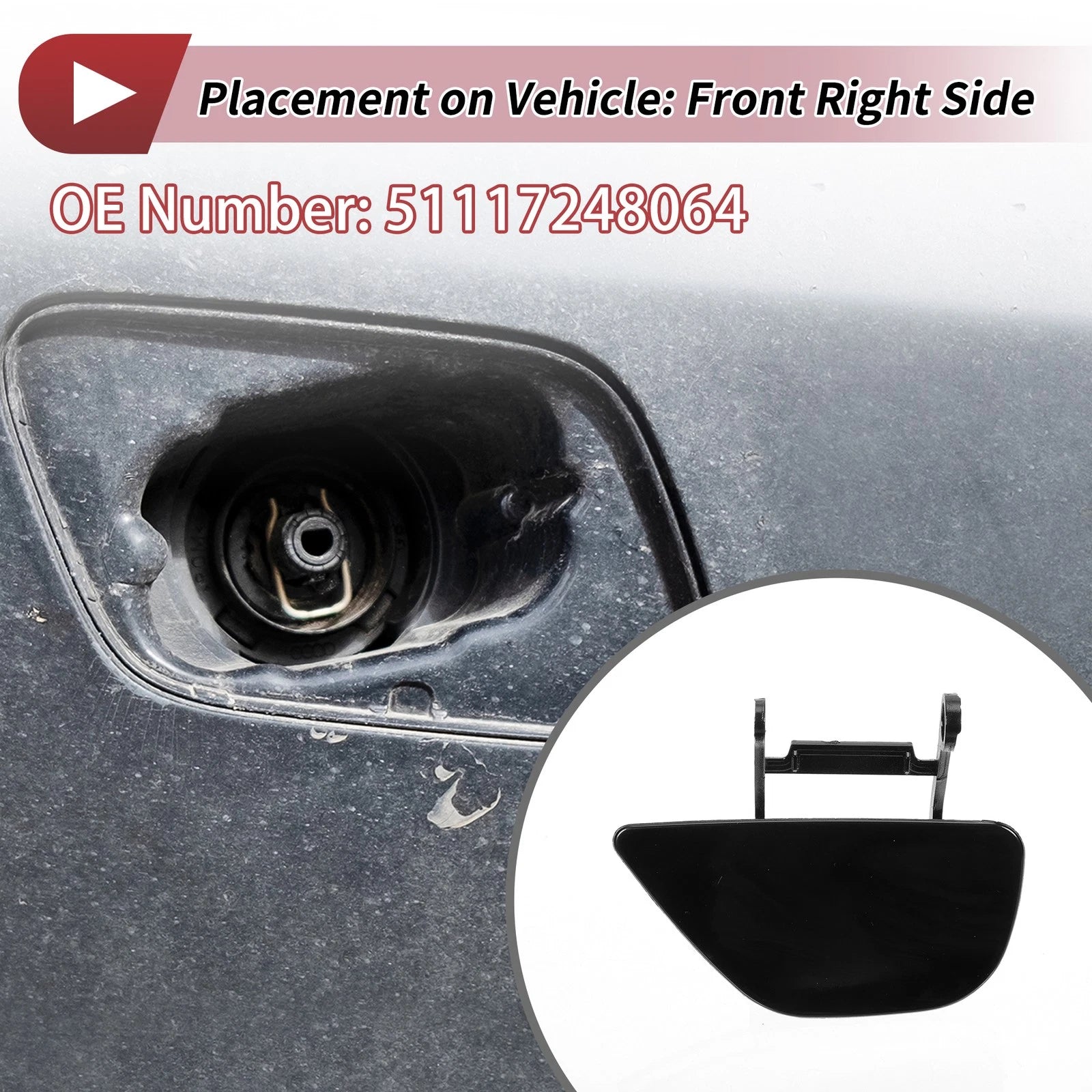 Washer Nozzle Cover Cap Front Right for BMW 535i GT (2010–2017)