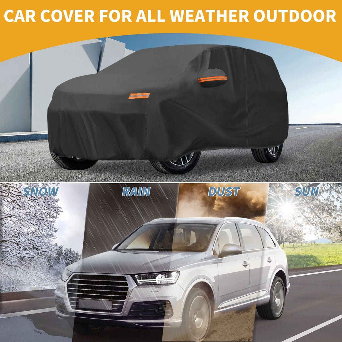 Waterproof Car Cover All Weather with Zipper for Hyundai Santa Fe (2001–2012)