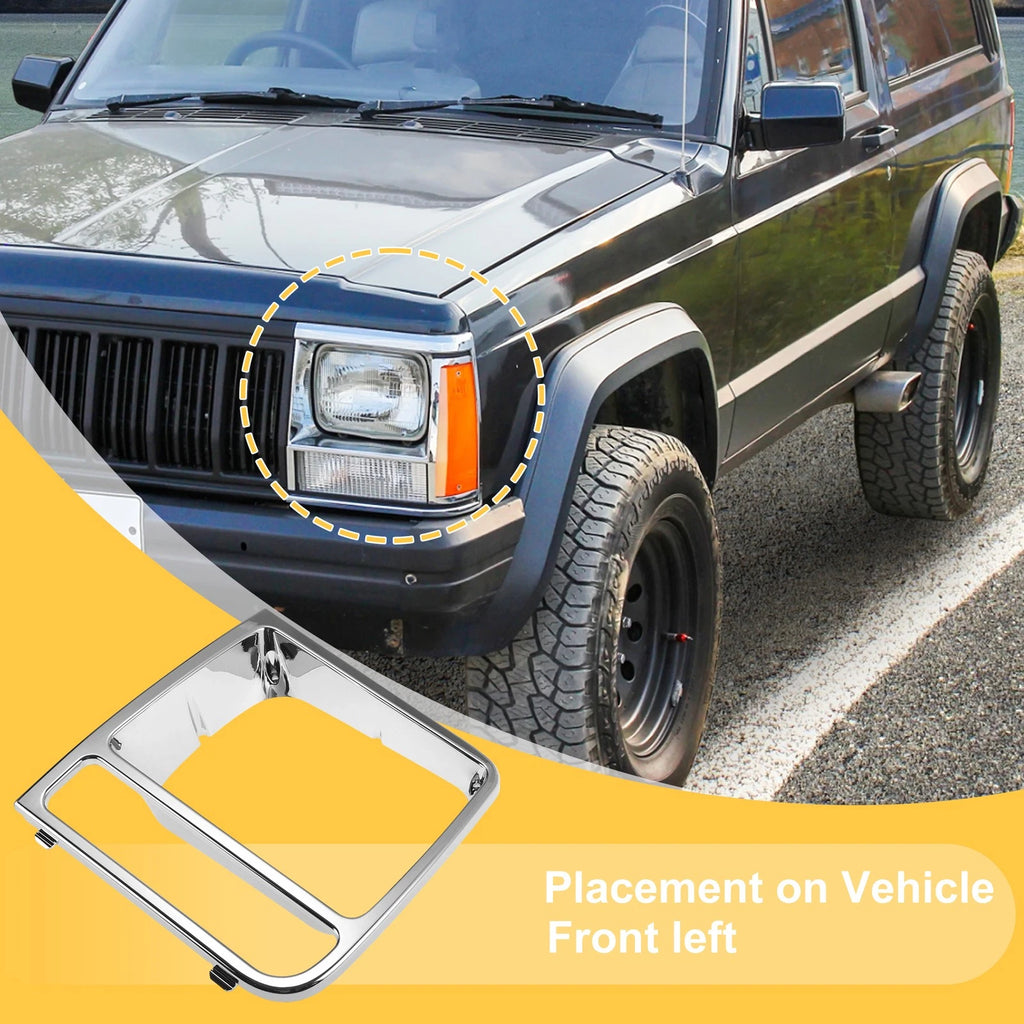Front Left Headlamp Bezel for Jeep Cherokee (1997–2001) Plating