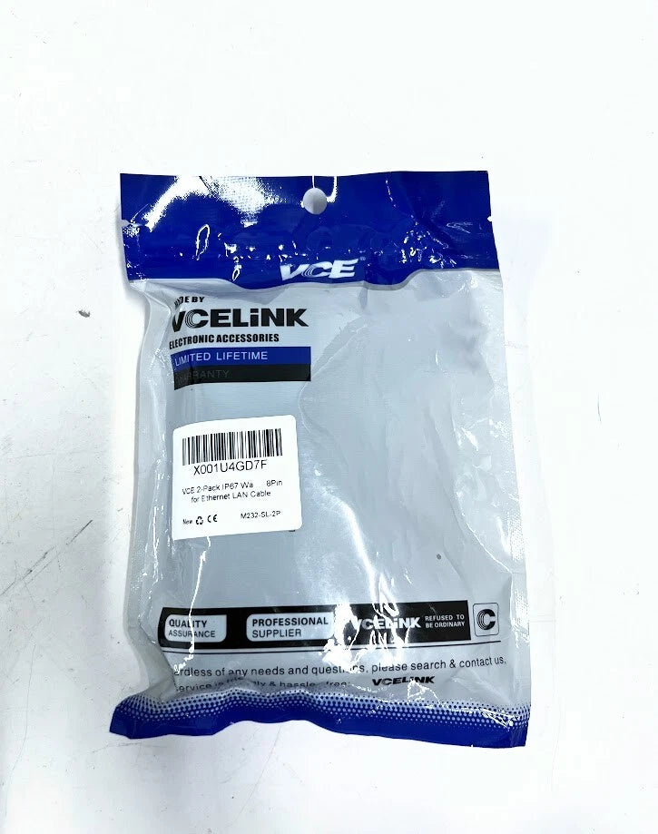 2X IP67 8 Pin Ethernet LAN Cable Connectors VCE M232-SL-2P