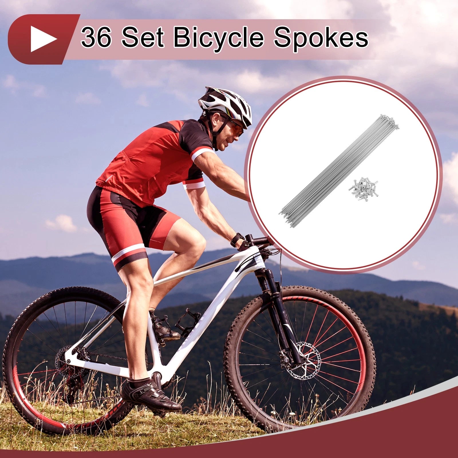 Set 14G Bicycle Spokes 285 mm Steel Galvanized for Universal Bicycle (—)