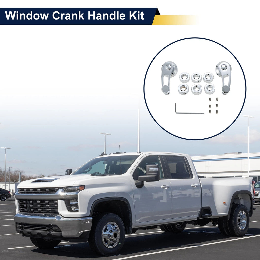 Door Window Crank Handle Replacement for Chevy Ford Chrysler Silver Tone (1 Set)