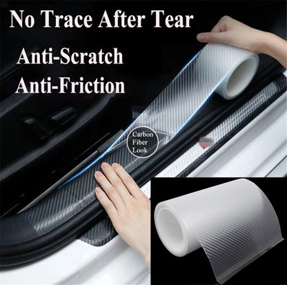 Carbon Fiber Patterned Clear Car Door Sill Sticker for