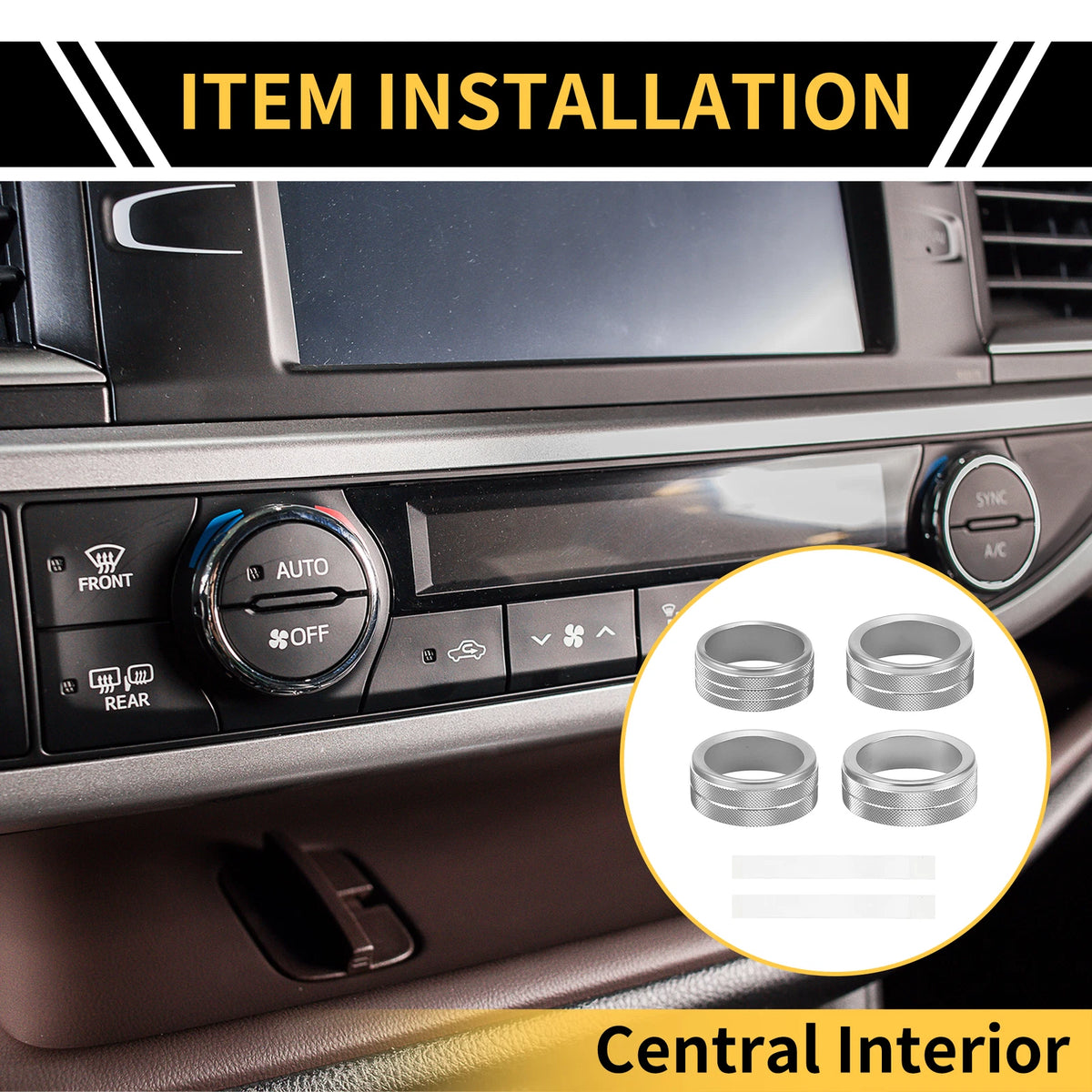 AC Audio Headlight Switch Knob Cover Ring for Jeep Gladiator JT (2019–2023)