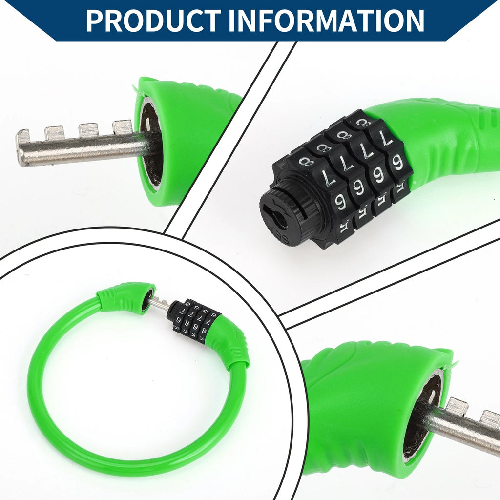 Bicycle Lock Ring Anti Theft Resettable 4 Digit Mini for Bike (Green)