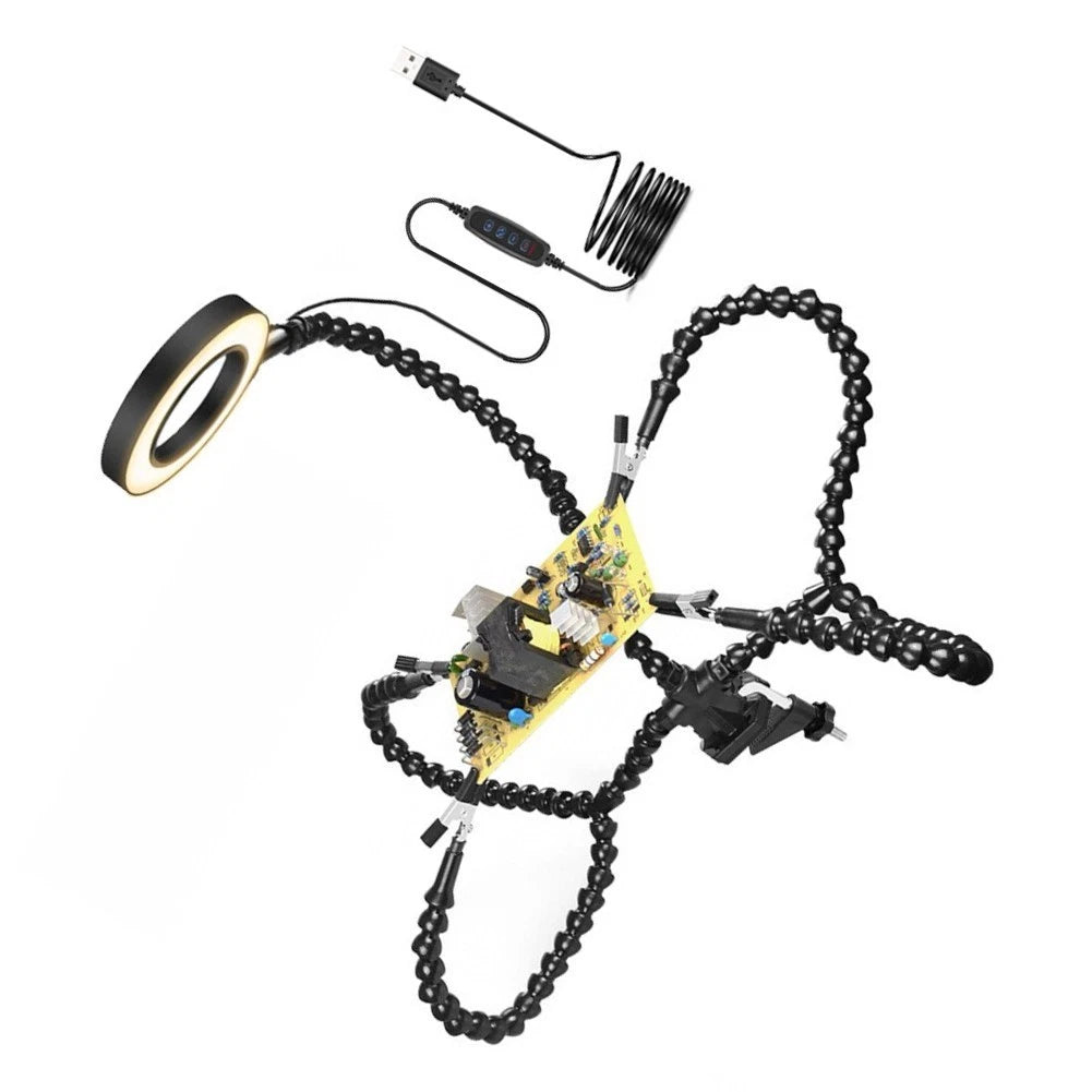 Table Mounted Soldering Aid with 360° Rotating Clamps and Silicone Jaw