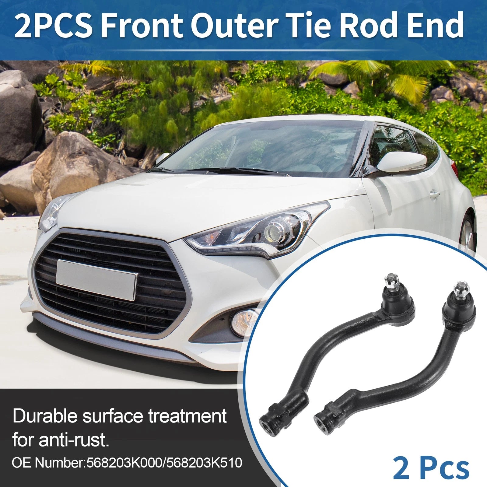 2pcs Front Outer Tie Rod End Links Replacement for Hyundai Azera (2006–2011)