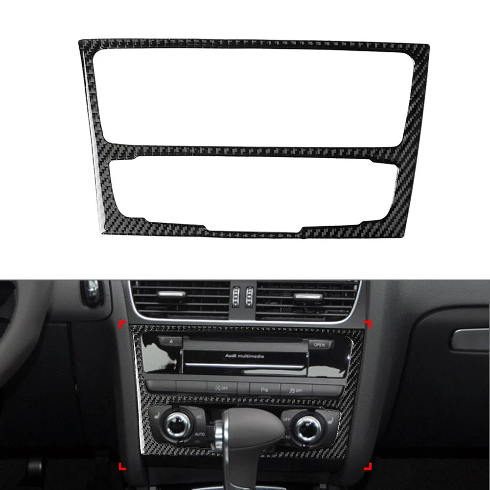 Carbon Fiber Console CD Panel Cover Strip for Audi A4 A5 Q5 B8 B7 (2009–2016)