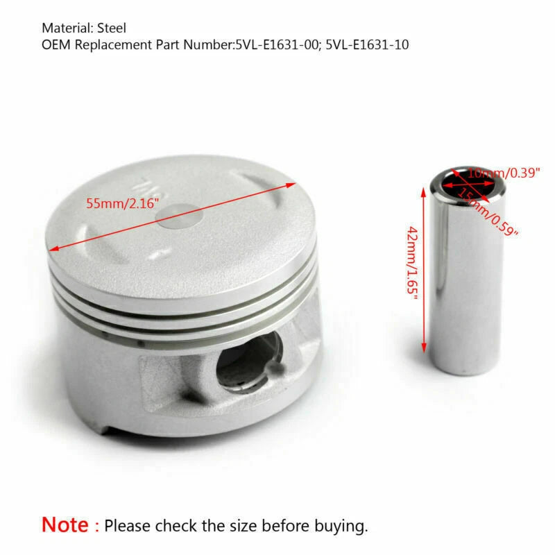 Piston Ring Kit +1.00mm for Yamaha YBR125 (2005–2023) Bore Size 55mm T9