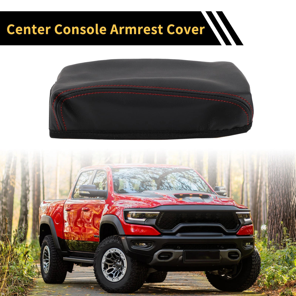 Car Center Console Lid Armrest Cover for Toyota Tacoma (2016–2020) Black